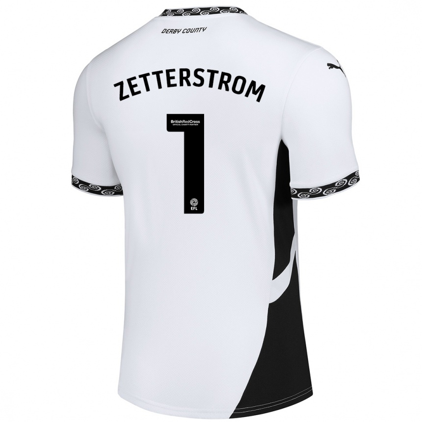 Enfant Football Maillot Jacob Widell Zetterström #1 Blanc Noir Tenues Domicile 2024/25