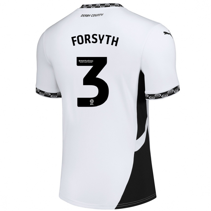 Enfant Football Maillot Craig Forsyth #3 Blanc Noir Tenues Domicile 2024/25