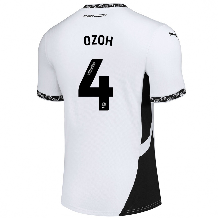 Enfant Football Maillot David Ozoh #4 Blanc Noir Tenues Domicile 2024/25