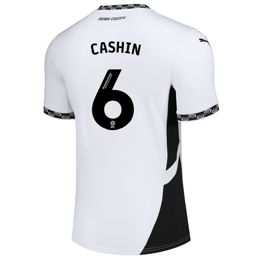 Enfant Football Maillot Eiran Cashin #6 Blanc Noir Tenues Domicile 2024/25