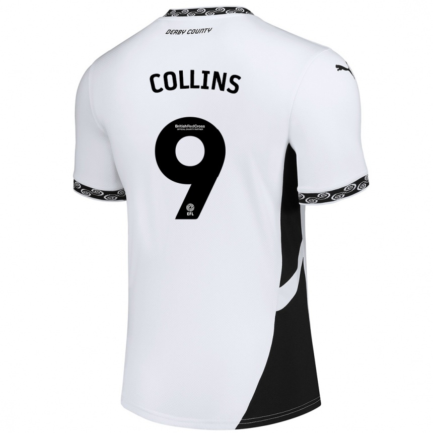 Enfant Football Maillot James Collins #9 Blanc Noir Tenues Domicile 2024/25