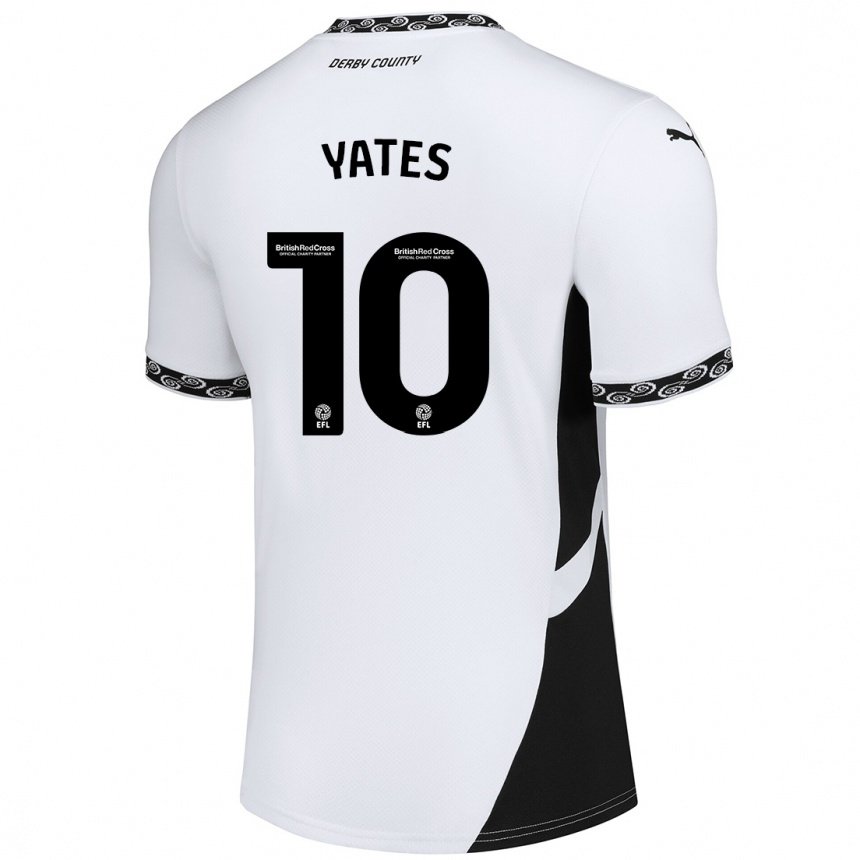 Enfant Football Maillot Jerry Yates #10 Blanc Noir Tenues Domicile 2024/25