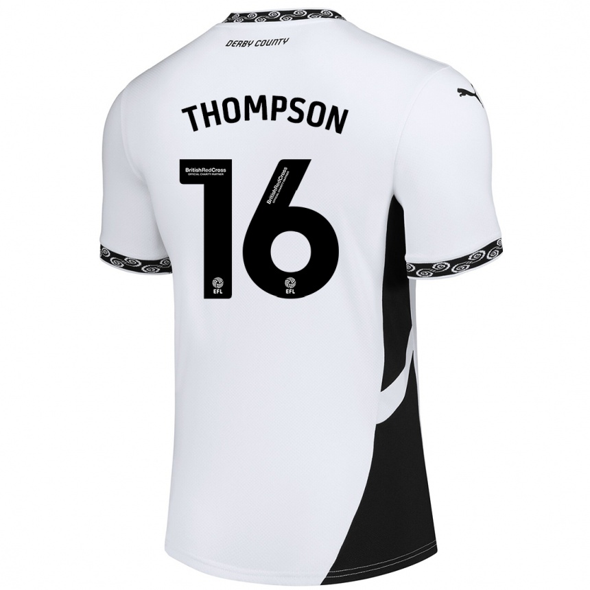 Enfant Football Maillot Liam Thompson #16 Blanc Noir Tenues Domicile 2024/25