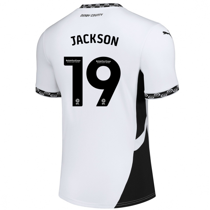 Enfant Football Maillot Kayden Jackson #19 Blanc Noir Tenues Domicile 2024/25