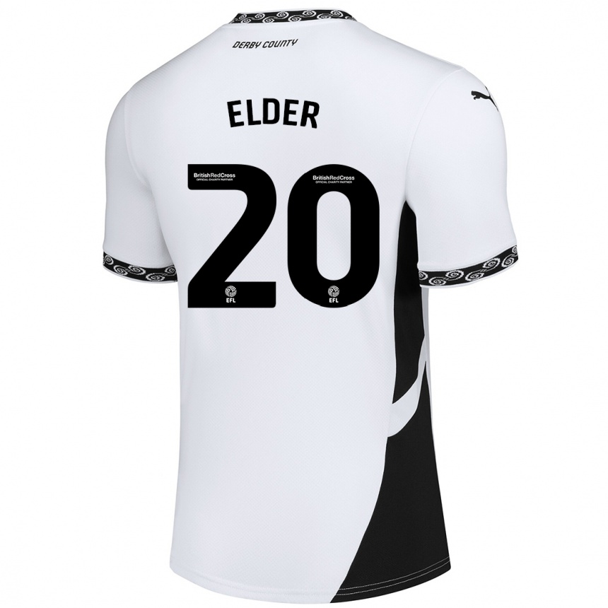 Enfant Football Maillot Callum Elder #20 Blanc Noir Tenues Domicile 2024/25