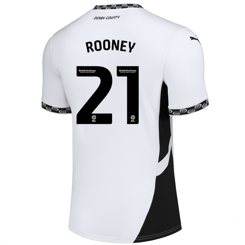 Enfant Football Maillot Jake Rooney #21 Blanc Noir Tenues Domicile 2024/25