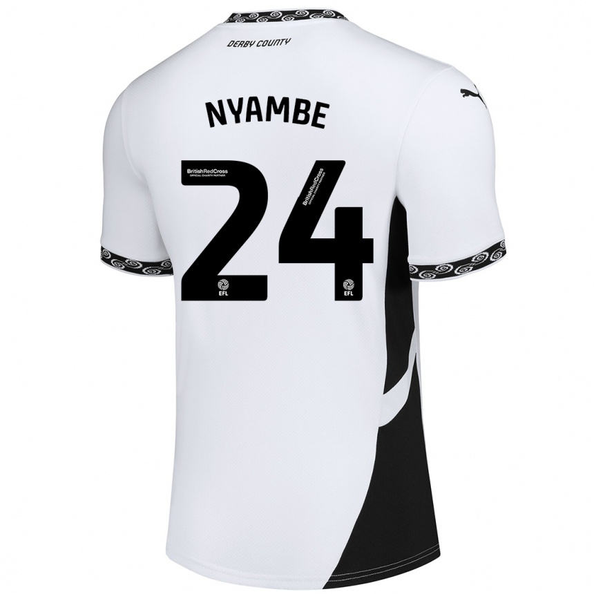 Enfant Football Maillot Ryan Nyambe #24 Blanc Noir Tenues Domicile 2024/25