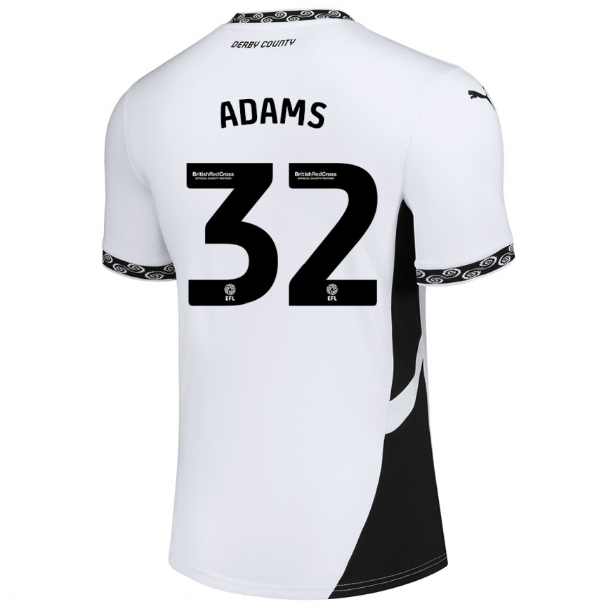 Enfant Football Maillot Ebou Adams #32 Blanc Noir Tenues Domicile 2024/25