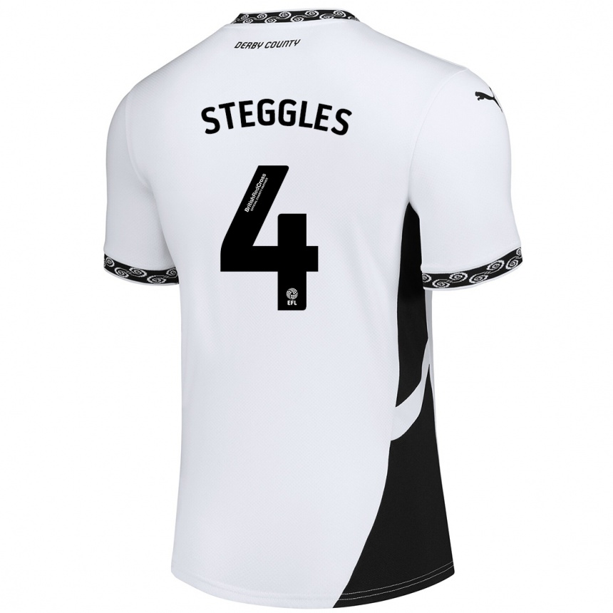 Enfant Football Maillot Charlotte Steggles #4 Blanc Noir Tenues Domicile 2024/25