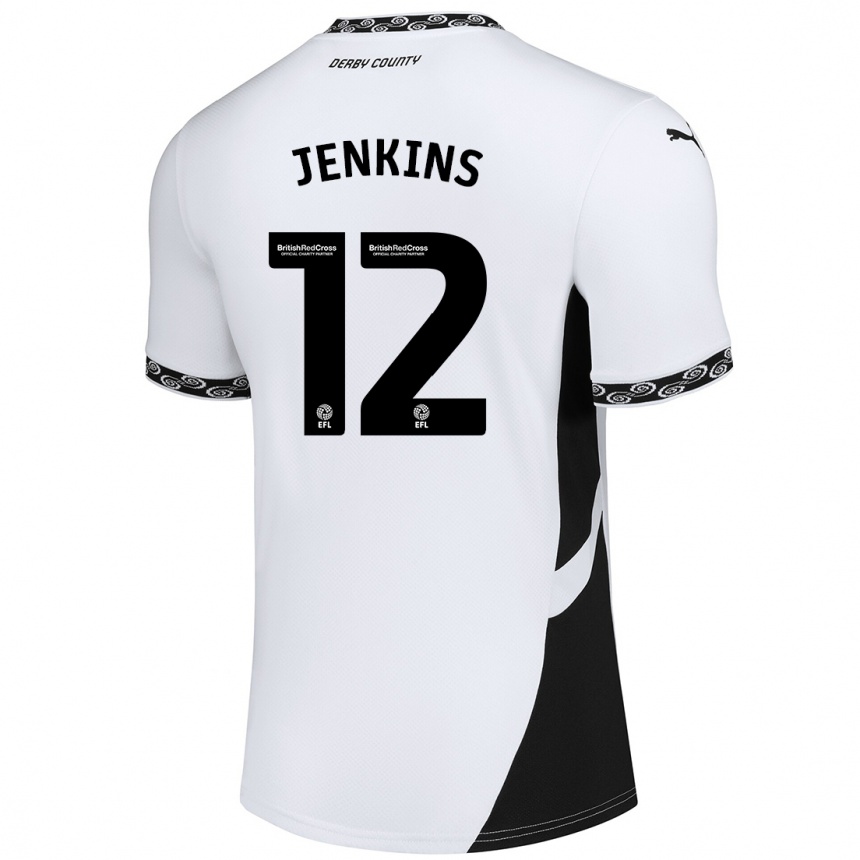 Enfant Football Maillot Camille Jenkins #12 Blanc Noir Tenues Domicile 2024/25