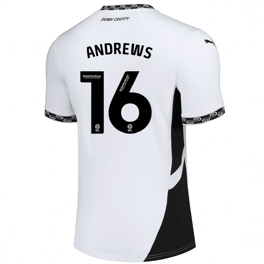 Enfant Football Maillot Marli Rhodes-Andrews #16 Blanc Noir Tenues Domicile 2024/25