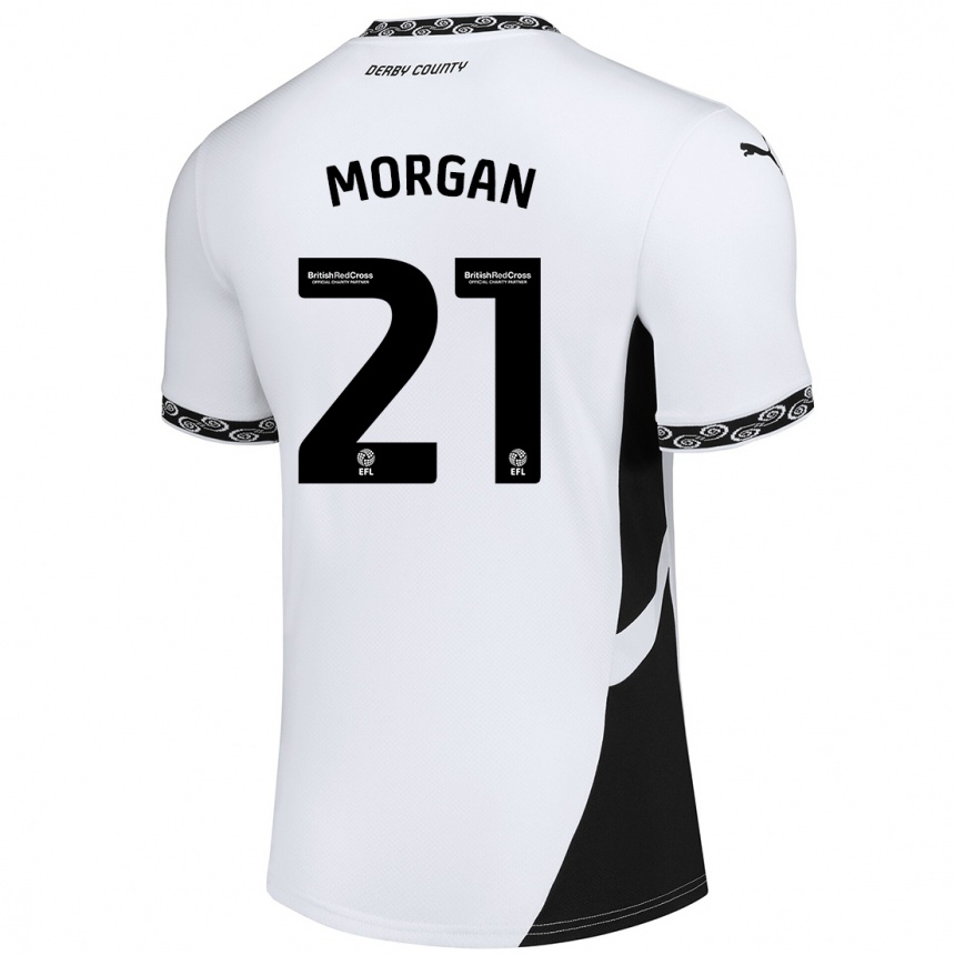 Enfant Football Maillot Sarah Morgan #21 Blanc Noir Tenues Domicile 2024/25