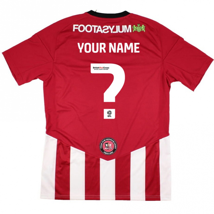 Enfant Football Maillot Votre Nom #0 Rouge Blanc Tenues Domicile 2024/25