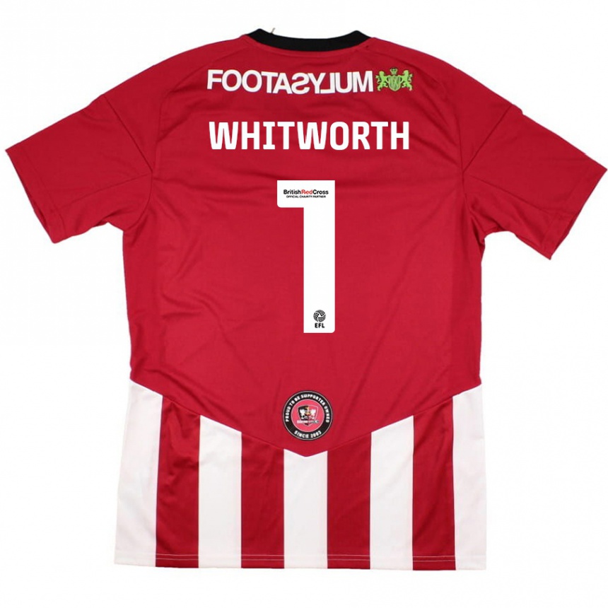 Enfant Football Maillot Joe Whitworth #1 Rouge Blanc Tenues Domicile 2024/25