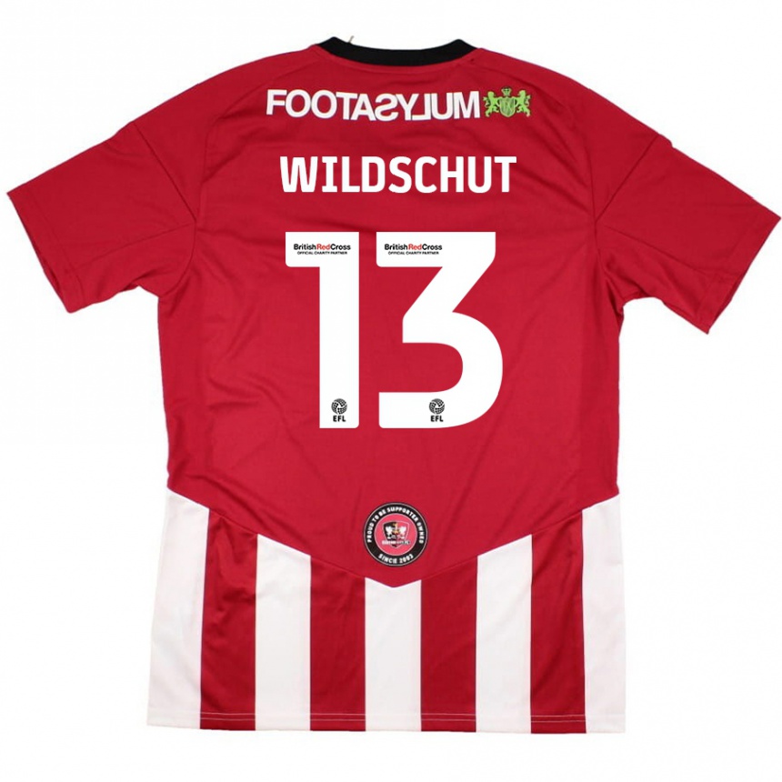 Enfant Football Maillot Yanic Wildschut #13 Rouge Blanc Tenues Domicile 2024/25