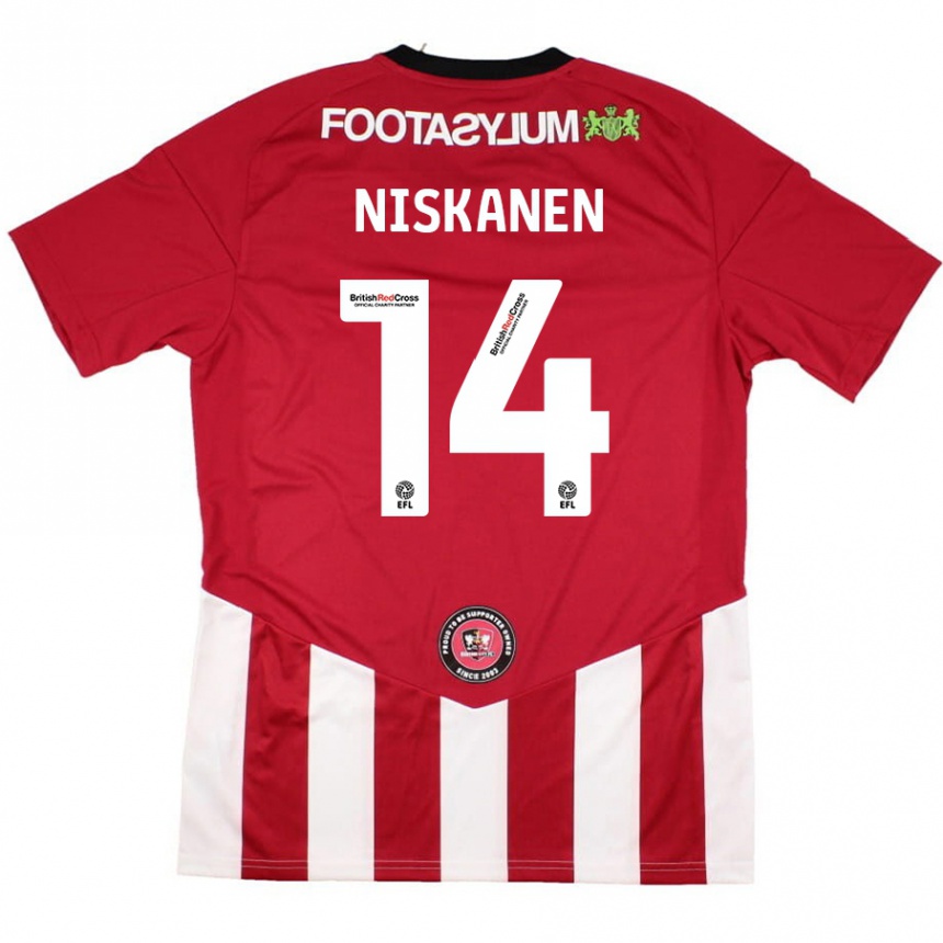 Enfant Football Maillot Ilmari Niskanen #14 Rouge Blanc Tenues Domicile 2024/25