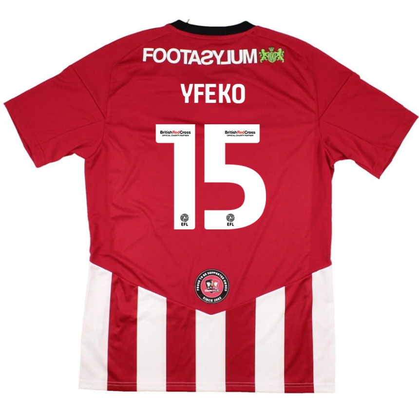 Enfant Football Maillot Johnly Yfeko #15 Rouge Blanc Tenues Domicile 2024/25