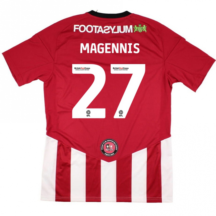 Enfant Football Maillot Josh Magennis #27 Rouge Blanc Tenues Domicile 2024/25