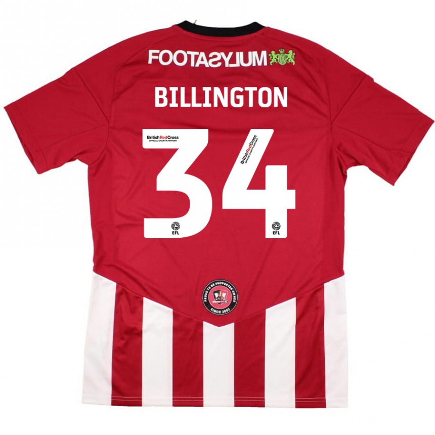 Enfant Football Maillot Gabe Billington #34 Rouge Blanc Tenues Domicile 2024/25