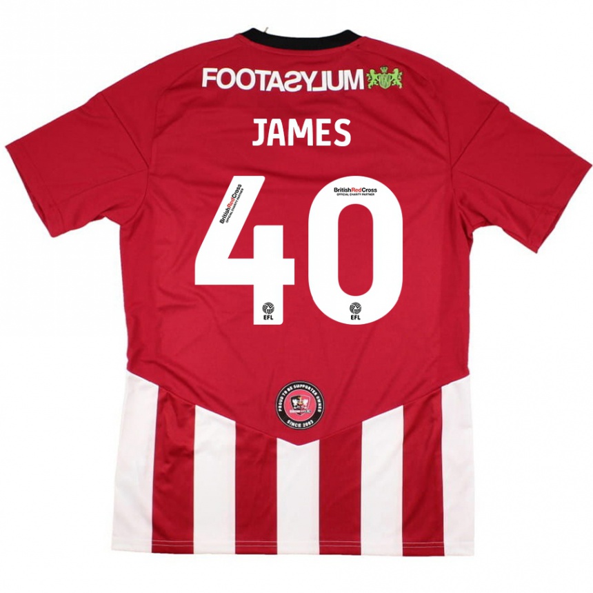 Enfant Football Maillot Ed James #40 Rouge Blanc Tenues Domicile 2024/25