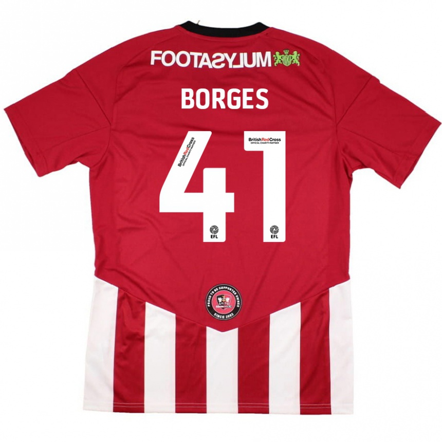 Enfant Football Maillot Pedro Borges #41 Rouge Blanc Tenues Domicile 2024/25