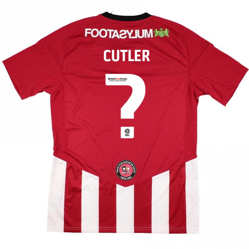 Enfant Football Maillot Theo Cutler #0 Rouge Blanc Tenues Domicile 2024/25