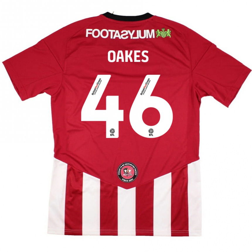 Enfant Football Maillot Liam Oakes #46 Rouge Blanc Tenues Domicile 2024/25