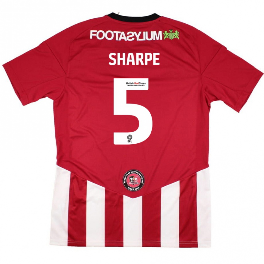 Enfant Football Maillot Manfy Sharpe #5 Rouge Blanc Tenues Domicile 2024/25