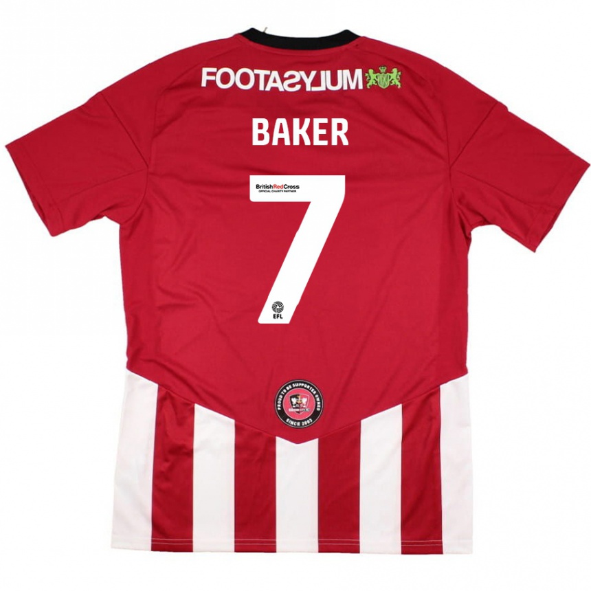 Enfant Football Maillot Phoebe Baker #7 Rouge Blanc Tenues Domicile 2024/25