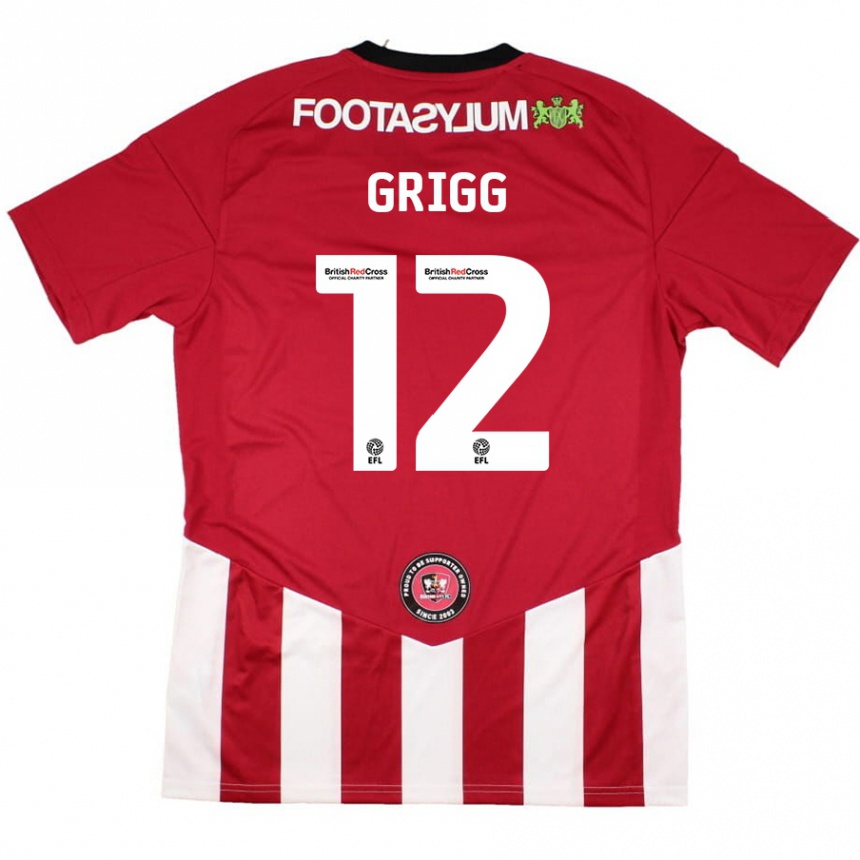 Enfant Football Maillot Katie Grigg #12 Rouge Blanc Tenues Domicile 2024/25