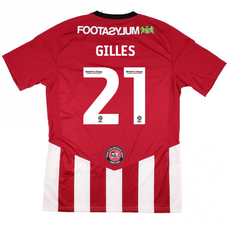 Enfant Football Maillot Sophie Gilles #21 Rouge Blanc Tenues Domicile 2024/25