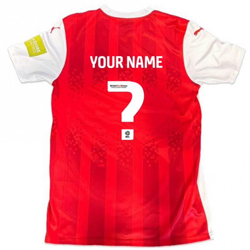 Enfant Football Maillot Votre Nom #0 Rouge Blanc Tenues Domicile 2024/25