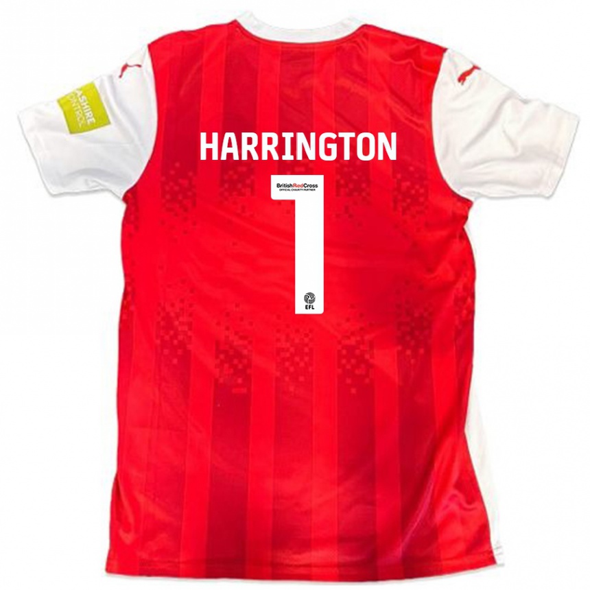 Enfant Football Maillot David Harrington #1 Rouge Blanc Tenues Domicile 2024/25