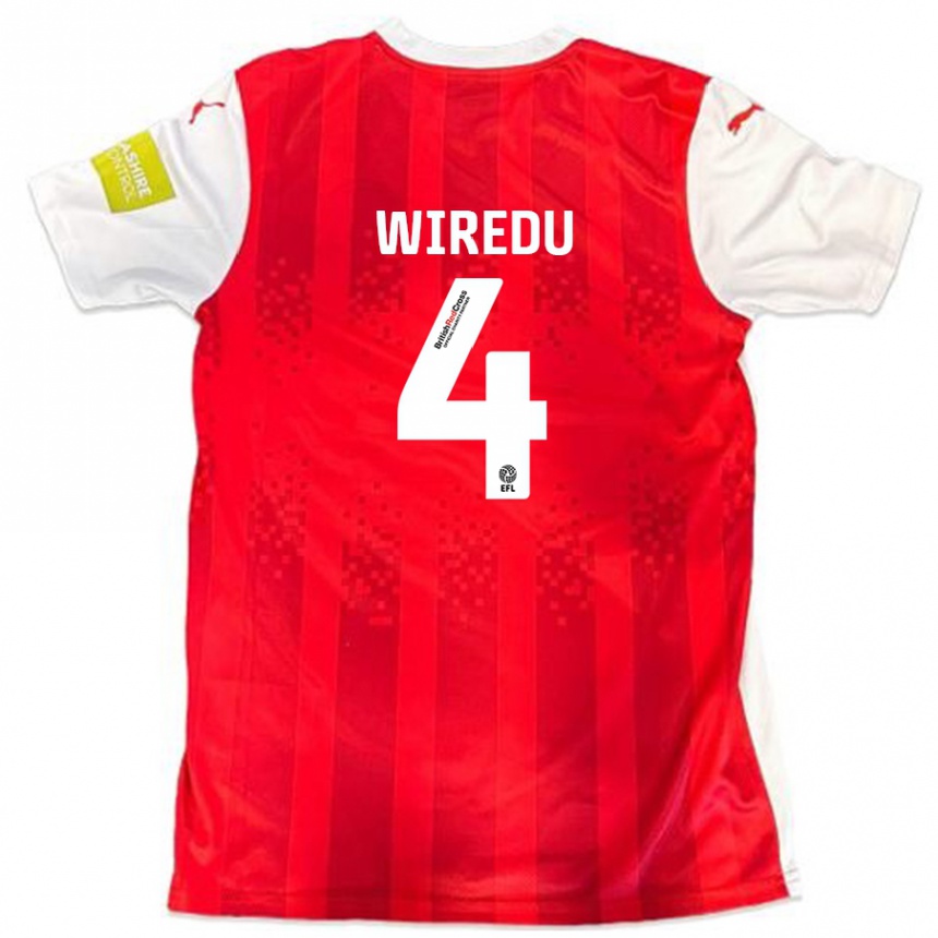 Enfant Football Maillot Brendan Wiredu #4 Rouge Blanc Tenues Domicile 2024/25