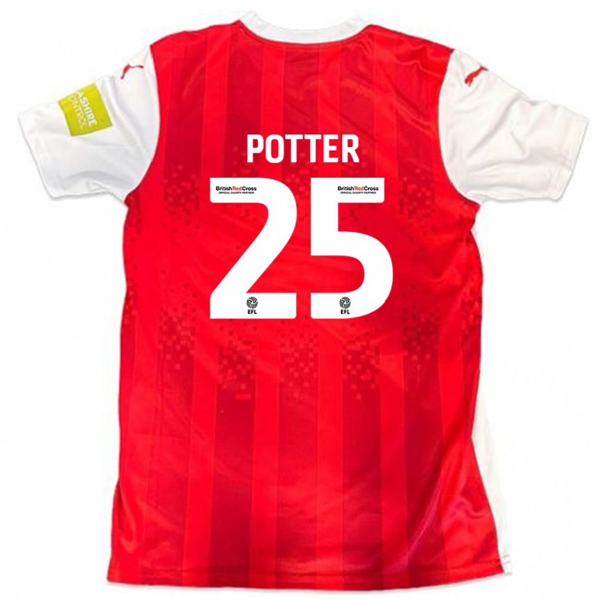 Enfant Football Maillot Finley Potter #25 Rouge Blanc Tenues Domicile 2024/25