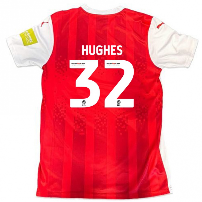 Enfant Football Maillot Kayden Hughes #32 Rouge Blanc Tenues Domicile 2024/25