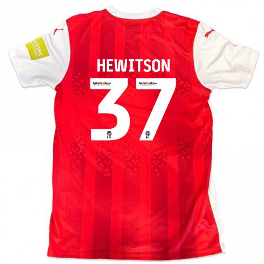 Enfant Football Maillot Luke Hewitson #37 Rouge Blanc Tenues Domicile 2024/25