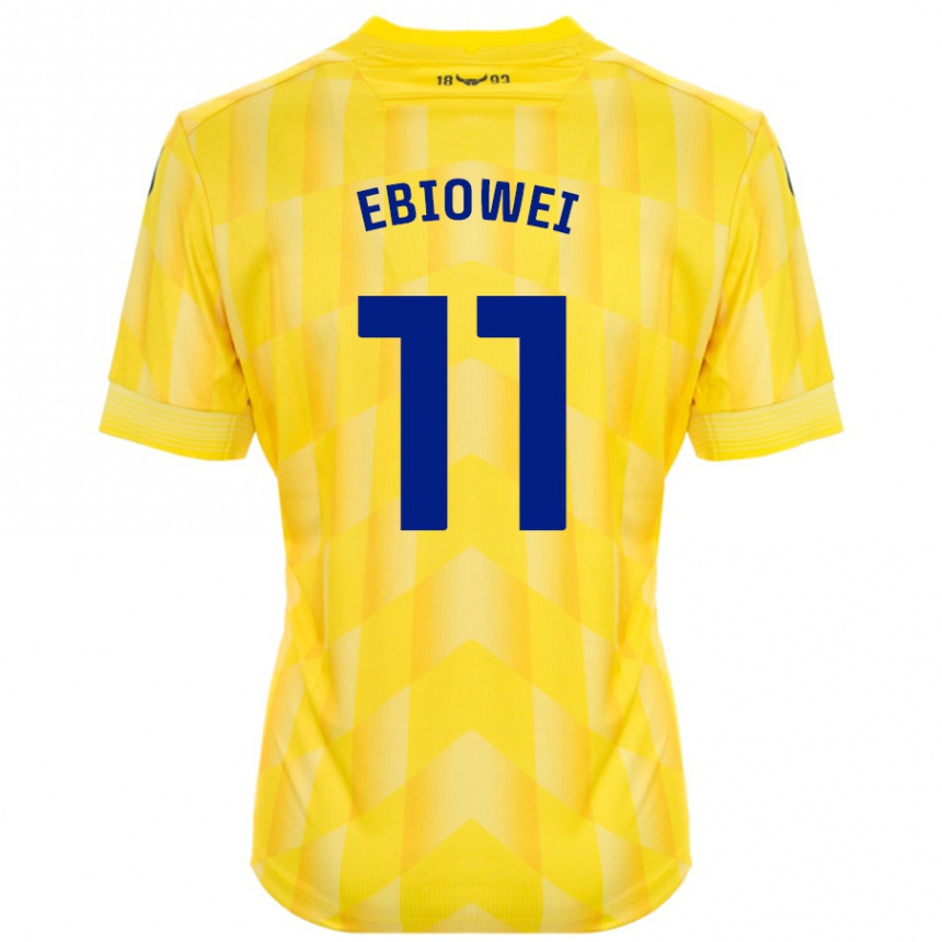 Enfant Football Maillot Malcolm Ebiowei #11 Jaune Tenues Domicile 2024/25