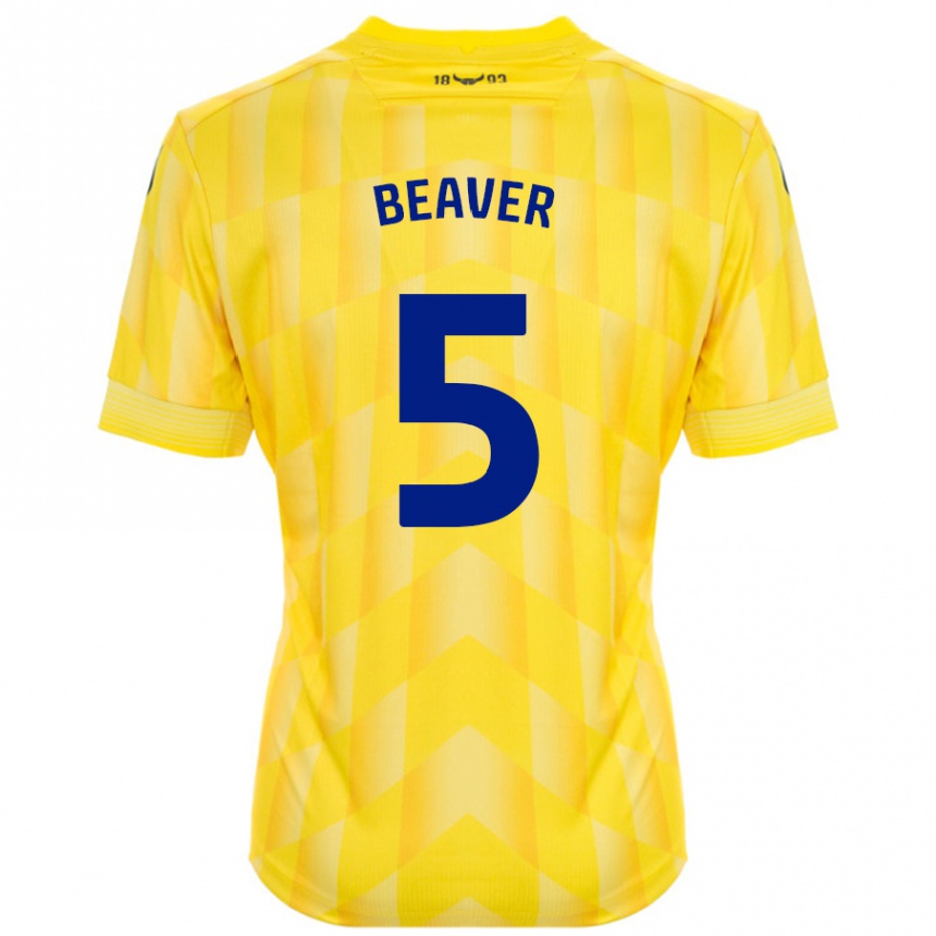 Enfant Football Maillot Catherine Beaver #5 Jaune Tenues Domicile 2024/25