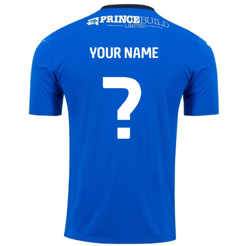 Enfant Football Maillot Votre Nom #0 Bleu Blanc Tenues Domicile 2024/25