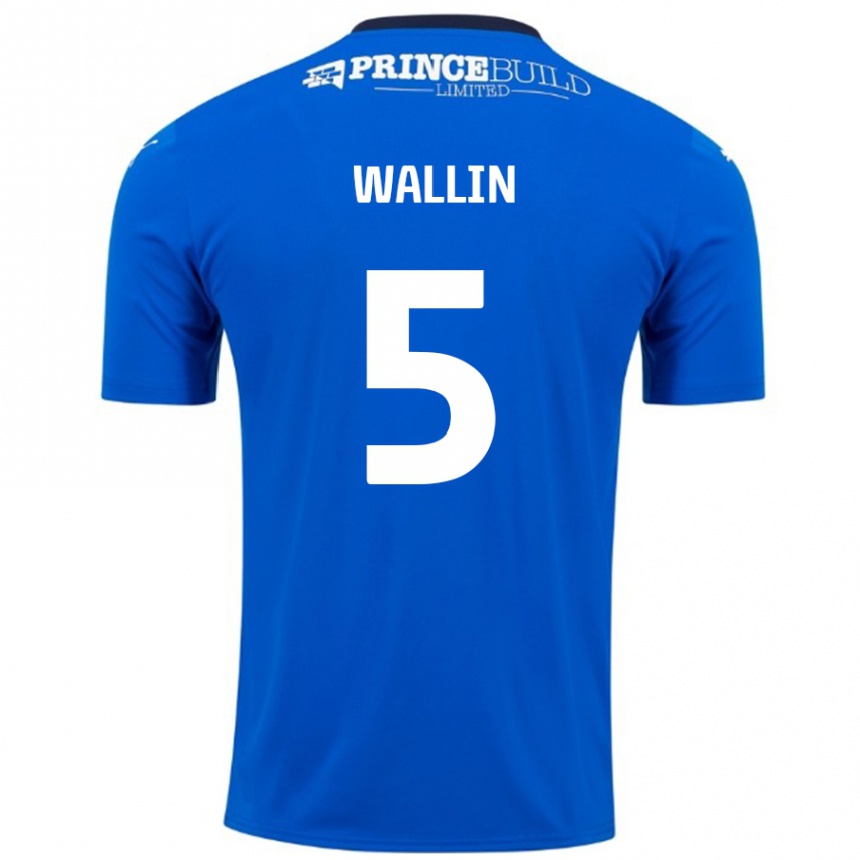 Enfant Football Maillot Oscar Wallin #5 Bleu Blanc Tenues Domicile 2024/25