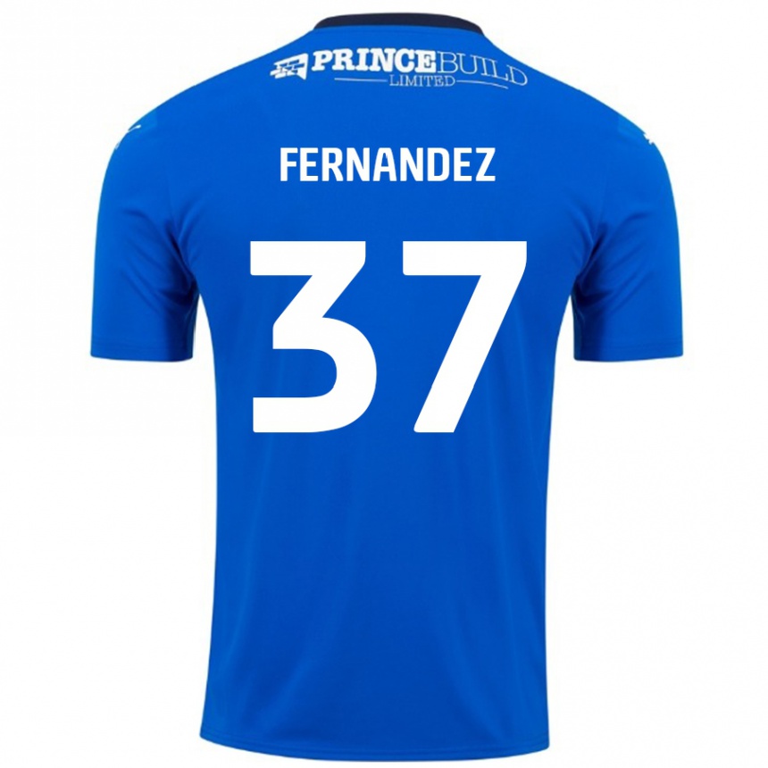 Enfant Football Maillot Emmanuel Fernandez #37 Bleu Blanc Tenues Domicile 2024/25