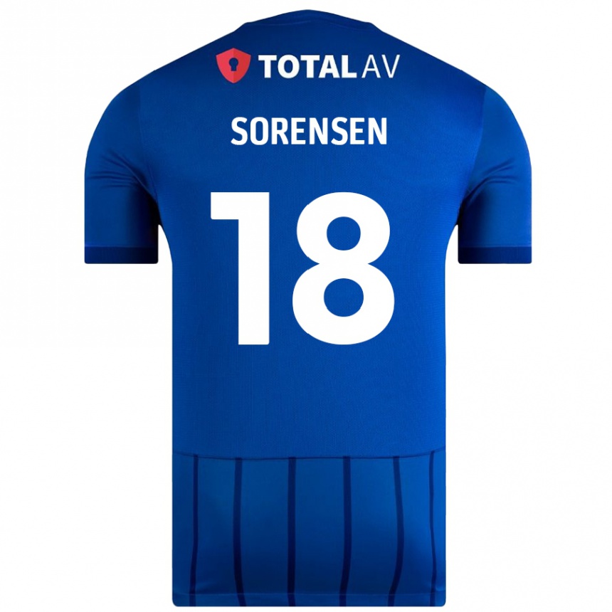 Enfant Football Maillot Elias Sørensen #18 Bleu Tenues Domicile 2024/25