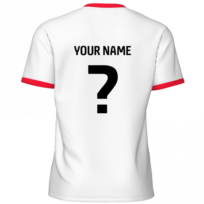 Enfant Football Maillot Votre Nom #0 Blanc Rouge Tenues Domicile 2024/25