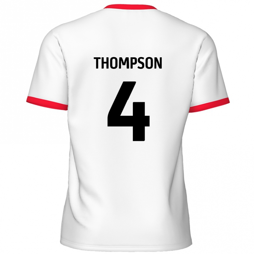 Enfant Football Maillot Nathan Thompson #4 Blanc Rouge Tenues Domicile 2024/25