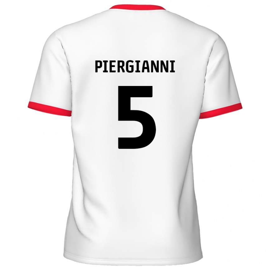 Enfant Football Maillot Carl Piergianni #5 Blanc Rouge Tenues Domicile 2024/25