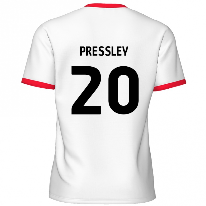 Enfant Football Maillot Aaron Pressley #20 Blanc Rouge Tenues Domicile 2024/25