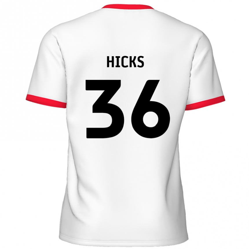 Enfant Football Maillot David Hicks #36 Blanc Rouge Tenues Domicile 2024/25