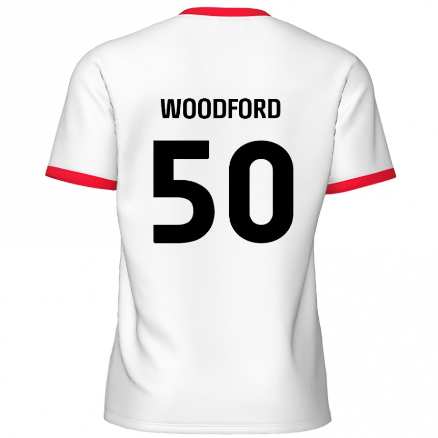 Enfant Football Maillot Max Woodford #50 Blanc Rouge Tenues Domicile 2024/25