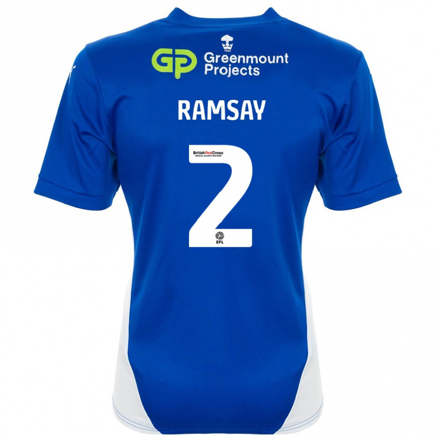 Enfant Football Maillot Calvin Ramsay #2 Bleu Blanc Tenues Domicile 2024/25